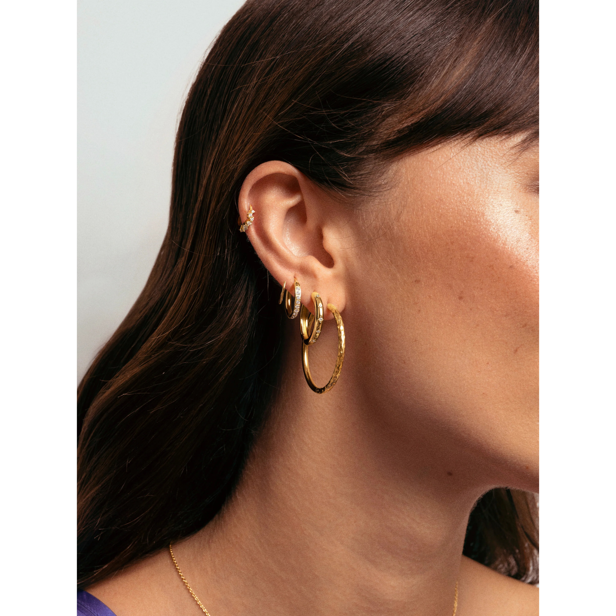 Orecchino River L  in Acciaio Placcato Oro