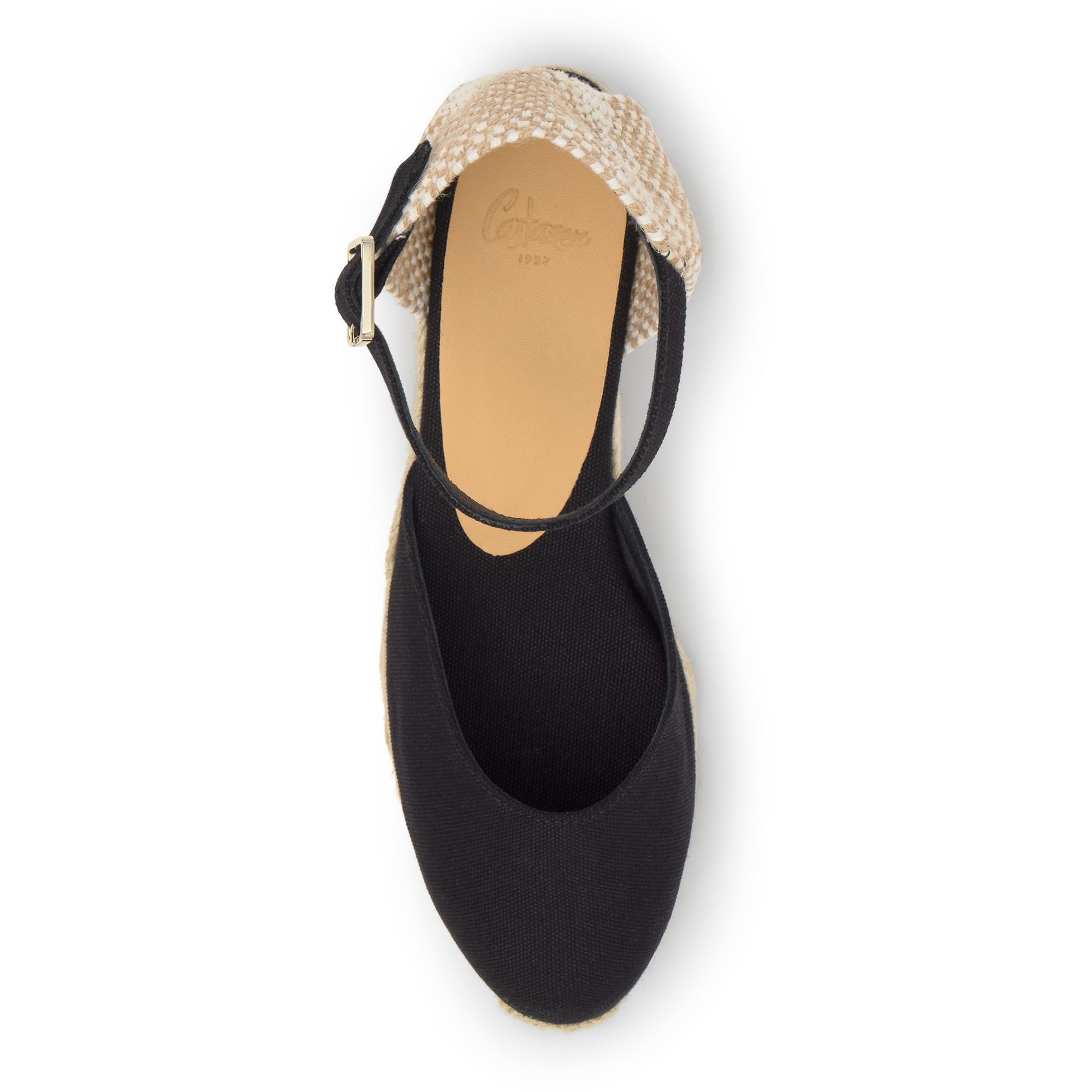 Alpargata de cuña 3 cm en lona de algodón con pulsera y hebilla