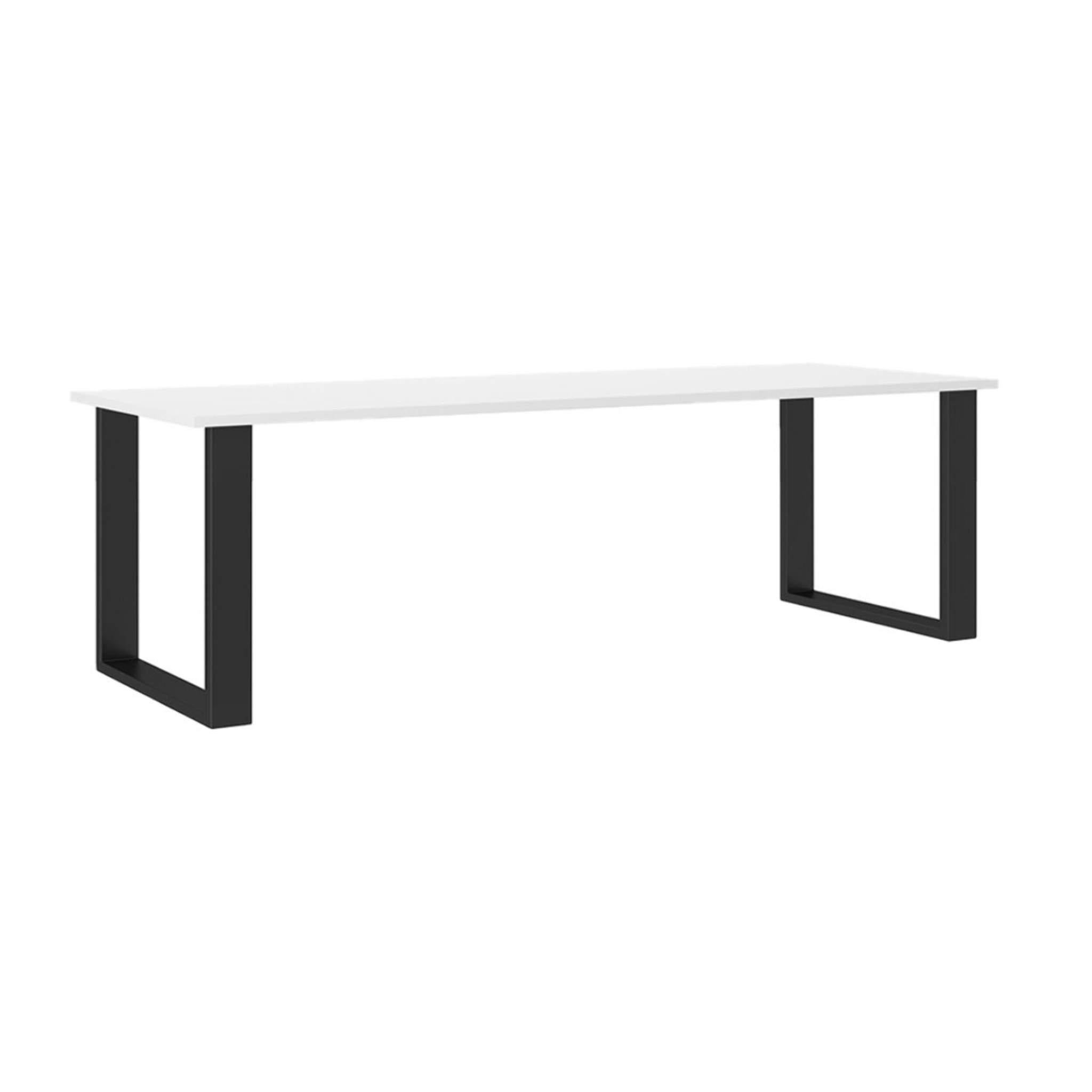 Caronal - table à manger - blanche et pieds noirs - 4 à 8 personnes - Blanc / Noir