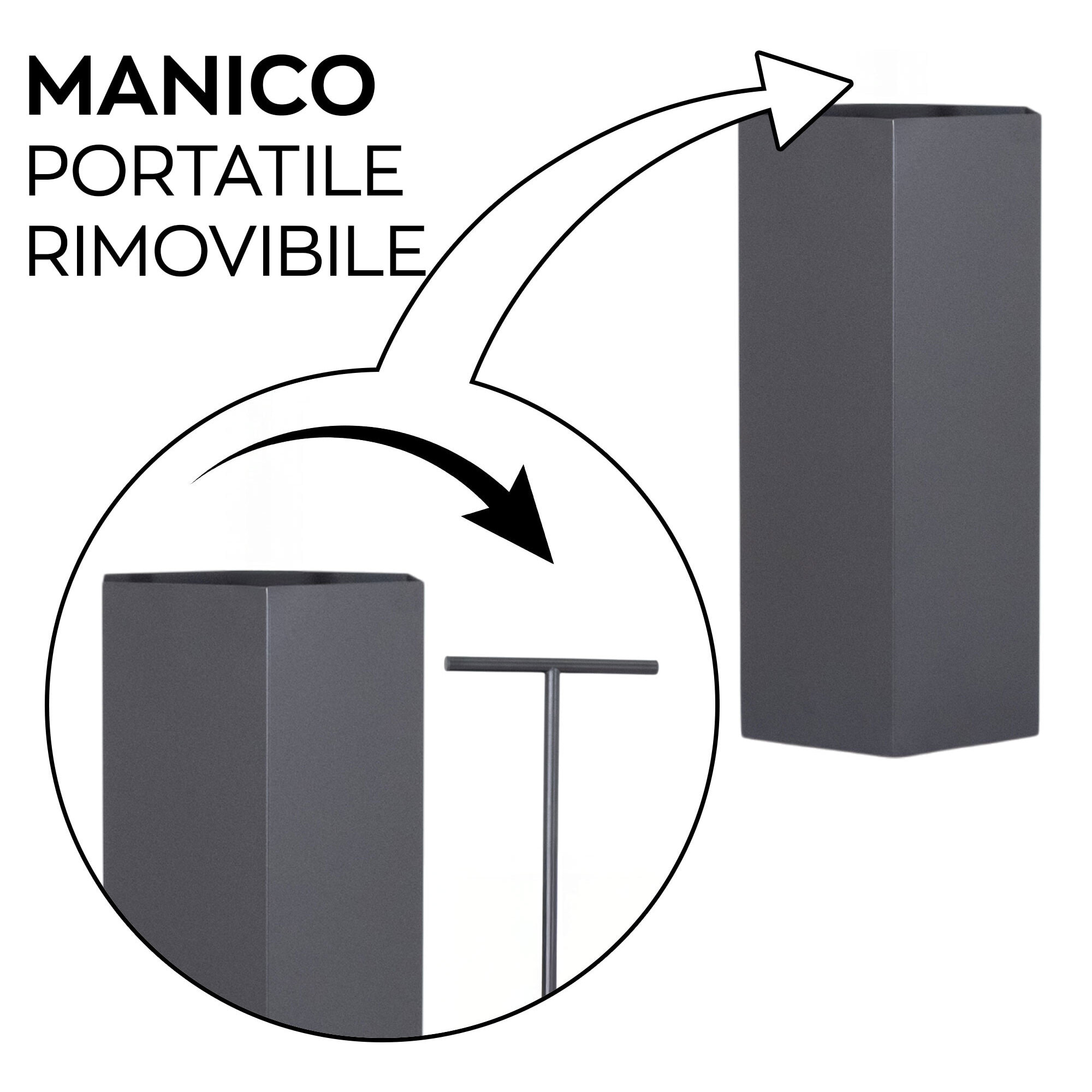 Ohm - Portaombrelli di Design 25x72x22 cm con Feritoia di Svuotamento acqua in Metallo Nero