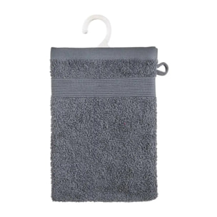 Lot de 2 gants de toilette - coton 450 gr/m² - gris anthracite 15x21 cm