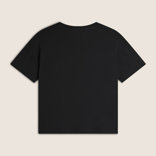 T-shirt donna comfort fit corta con stampa e spacchi