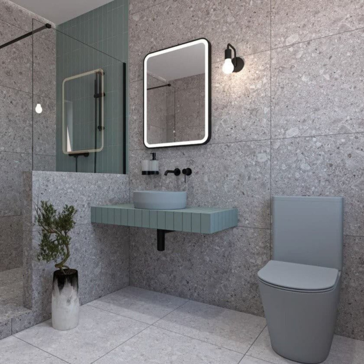 Infinitio WC à poser complet en céramique avec abattant SoftClose, gris mat (SATINF031VPSNLGRM)