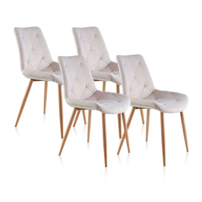 Pack 4 sillas de comedor Marlene Tejido - Beige