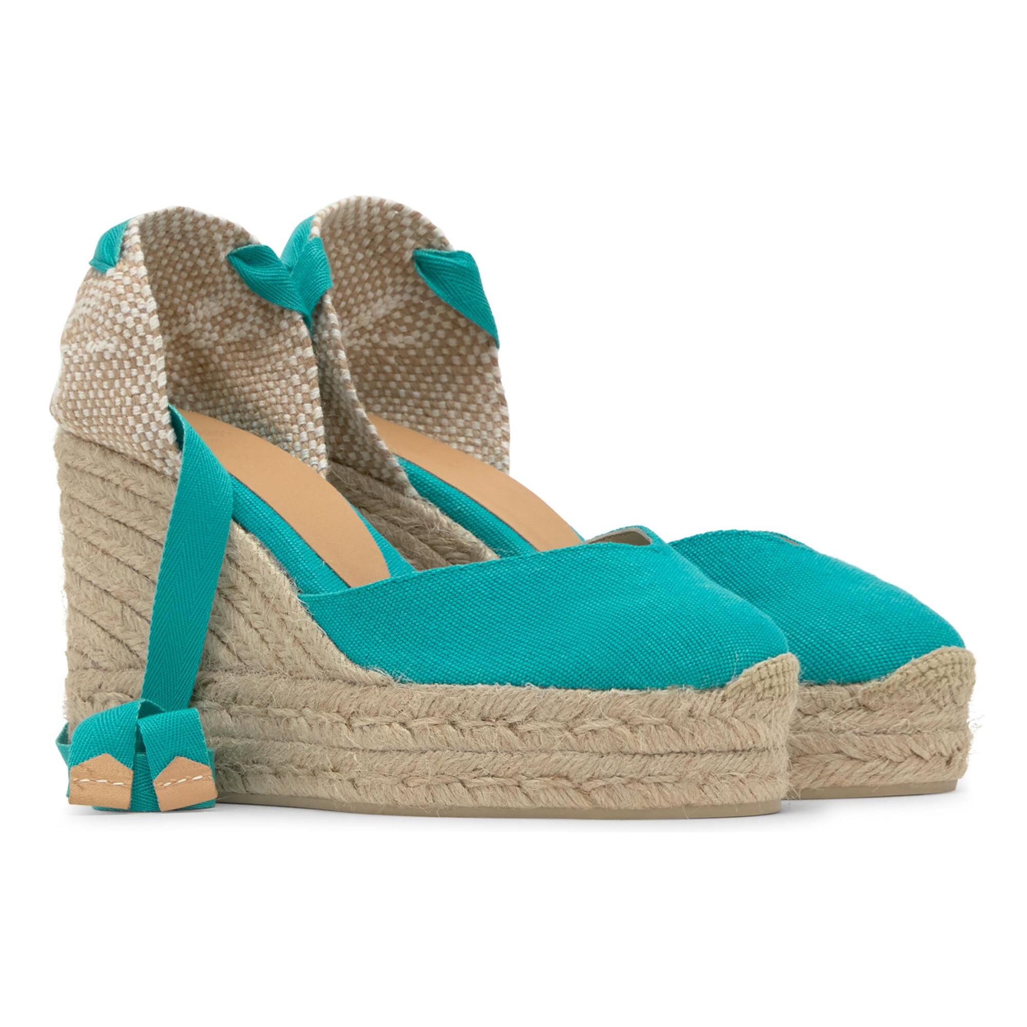 Alpargata de cuña Chiara en algodón orgánico lavado con doble plataforma