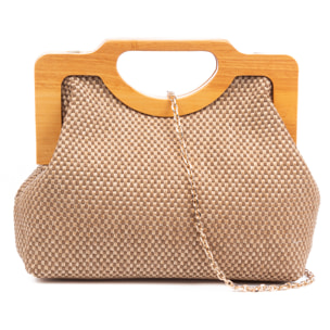 Bogna Bolso de mano Mujer. Fabricado en madera natural y rafia sintética entrelazada.