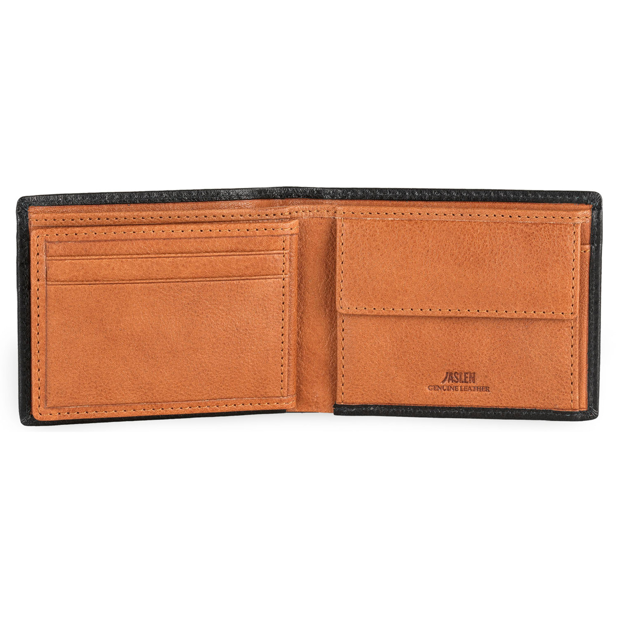 Cartera Hombre Piel Jaslen Hannover Negro-Tostado