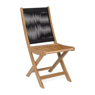 Set di sedie pieghevoli MONSARAZ in legno di acacia e corda nera