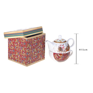 Tea For One con B.Natale con Gift Box - Pezzi 1 - Colore Rosso - 14x15Hx14cm - Bianchi Dino