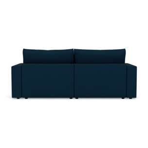 Daryl - canapé d'angle réversible 4 places convertible avec coffre en tissu texturé - Bleu