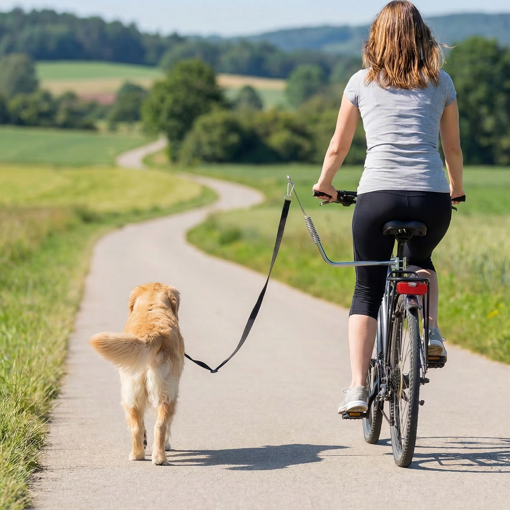 Laisse de vélo pour chien fixation facile rapide ressort amortisseur sangle ajustable