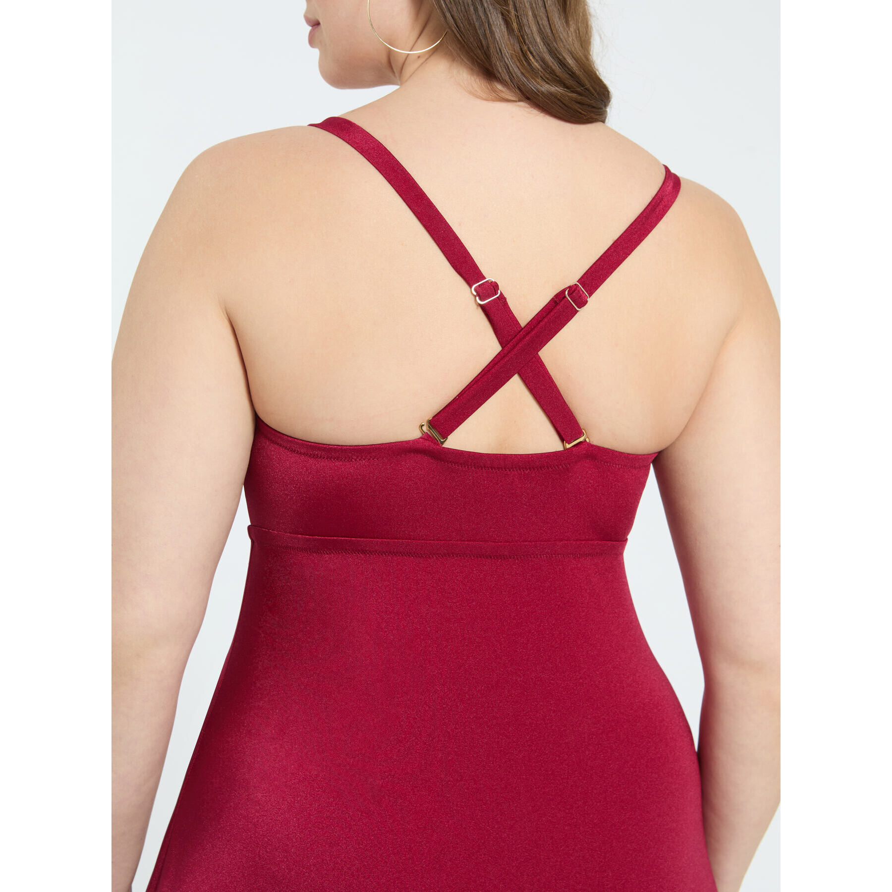 Fiorella Rubino - Top Tankini con motivo dorado y cut out - Rojo