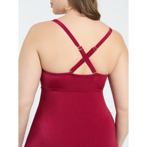Fiorella Rubino - Top Tankini con motivo dorado y cut out - Rojo