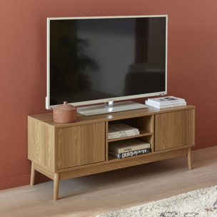 Meuble TV décor bois 2 portes 120cm DUNE