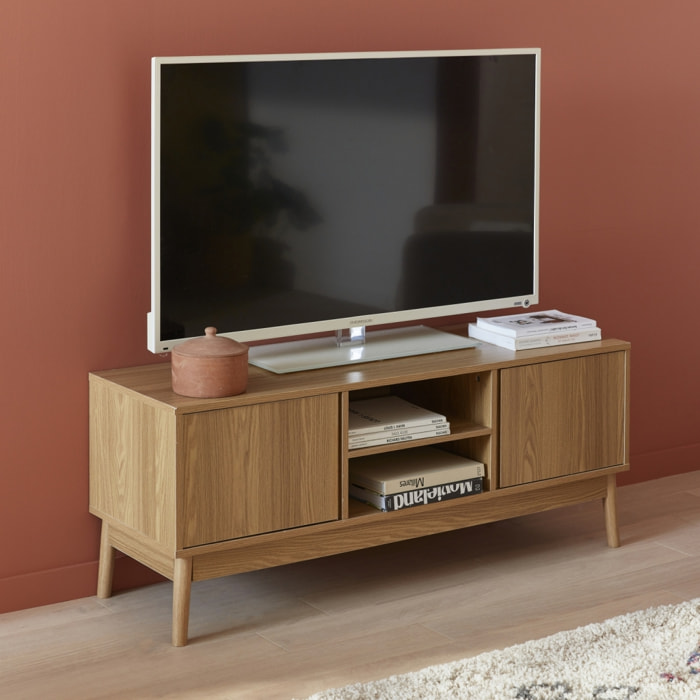 Meuble TV décor bois 2 portes 120cm DUNE
