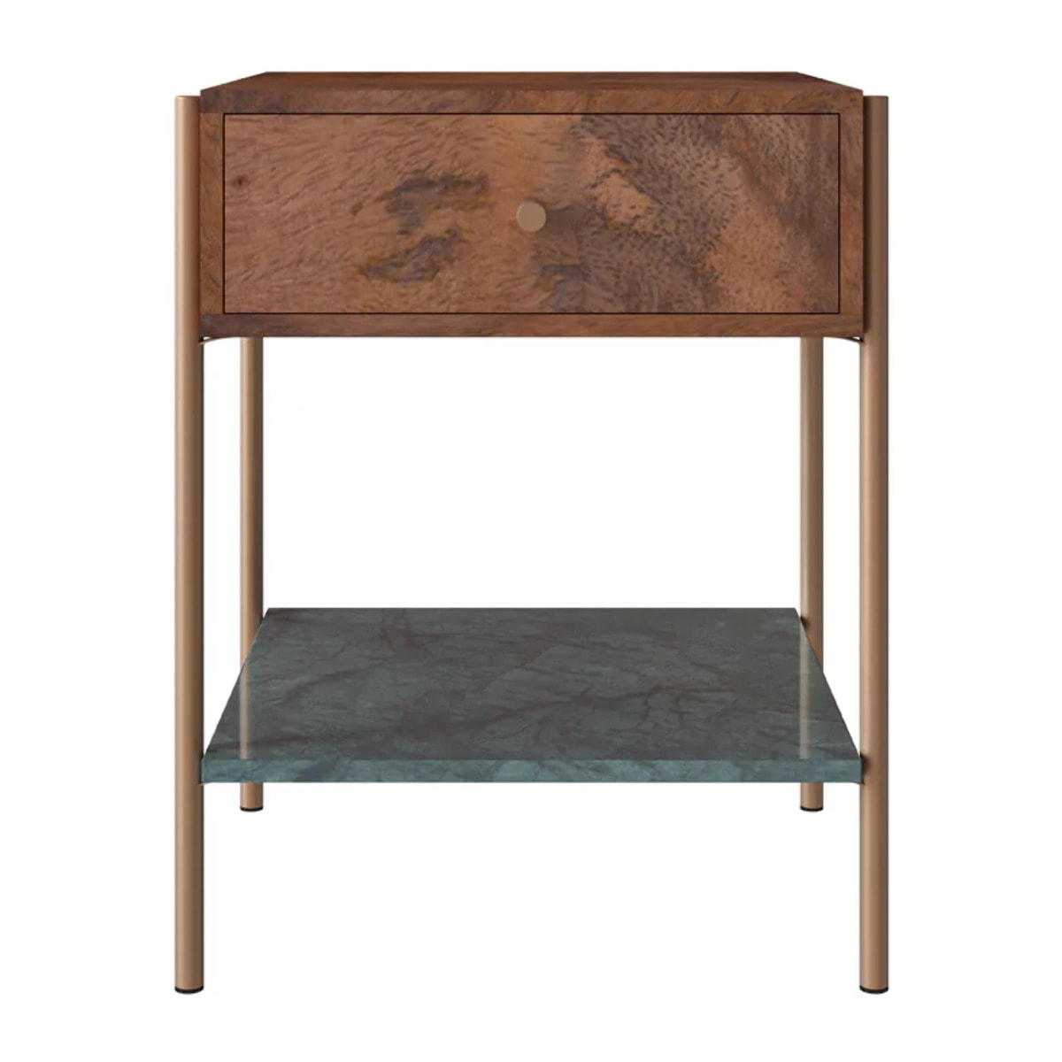 Table de chevet en bois de manguier et marbre vert - Doori