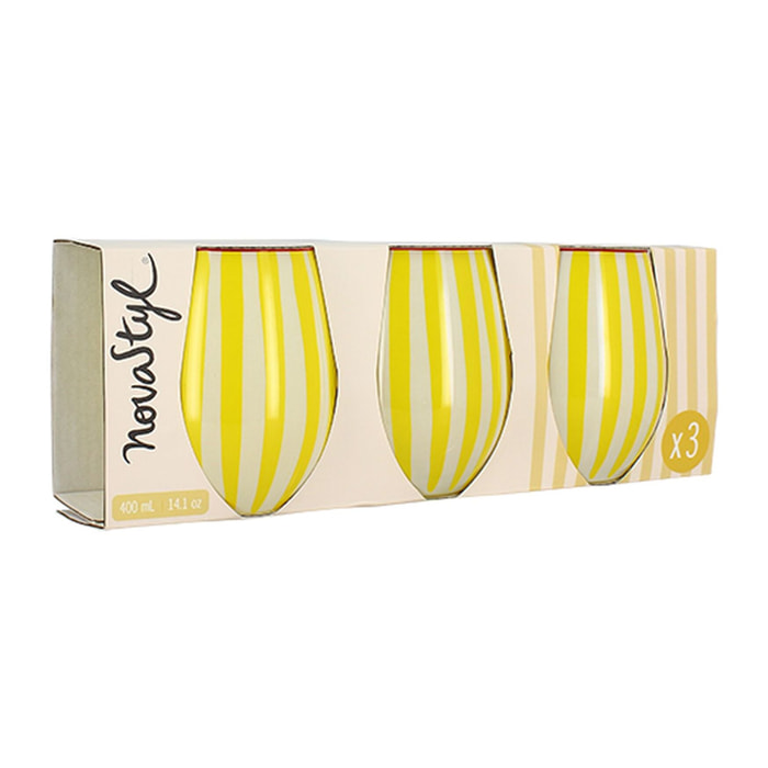 Lot de 3 verres à eau 27cl jaune CIRCUS