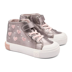 Sneakers alte da bambina con stampa a cuore