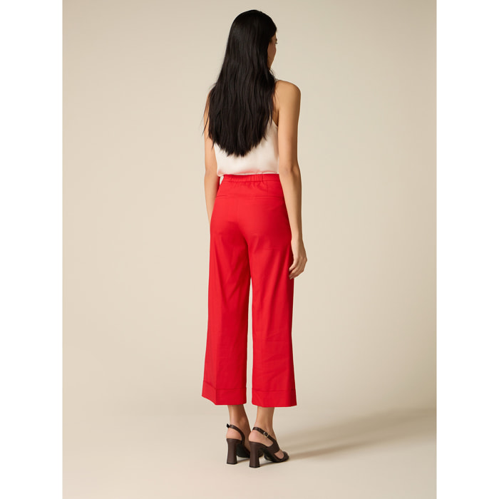 Oltre - Pantalones cropped de mezcla de algodón - Rojo