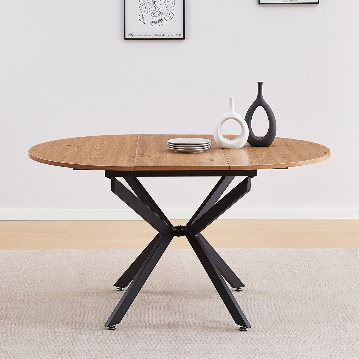 Table à manger extensible effet bois 4/6 personnes - MARIUS
