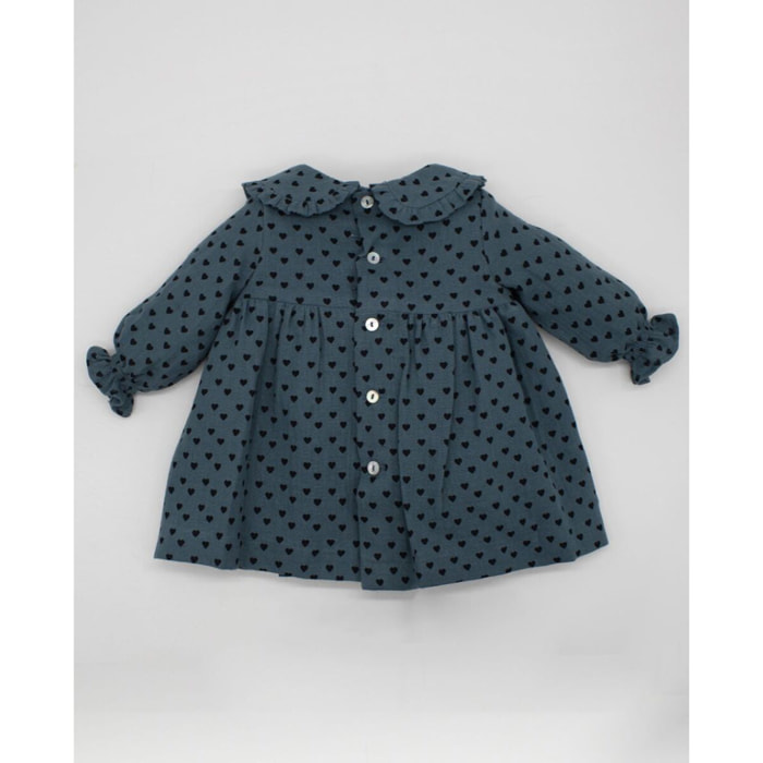 VESTIDO GASA CORAZONES AZUL