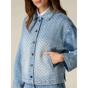 Oltre - Giacca in denim con cristalli - Azzurro