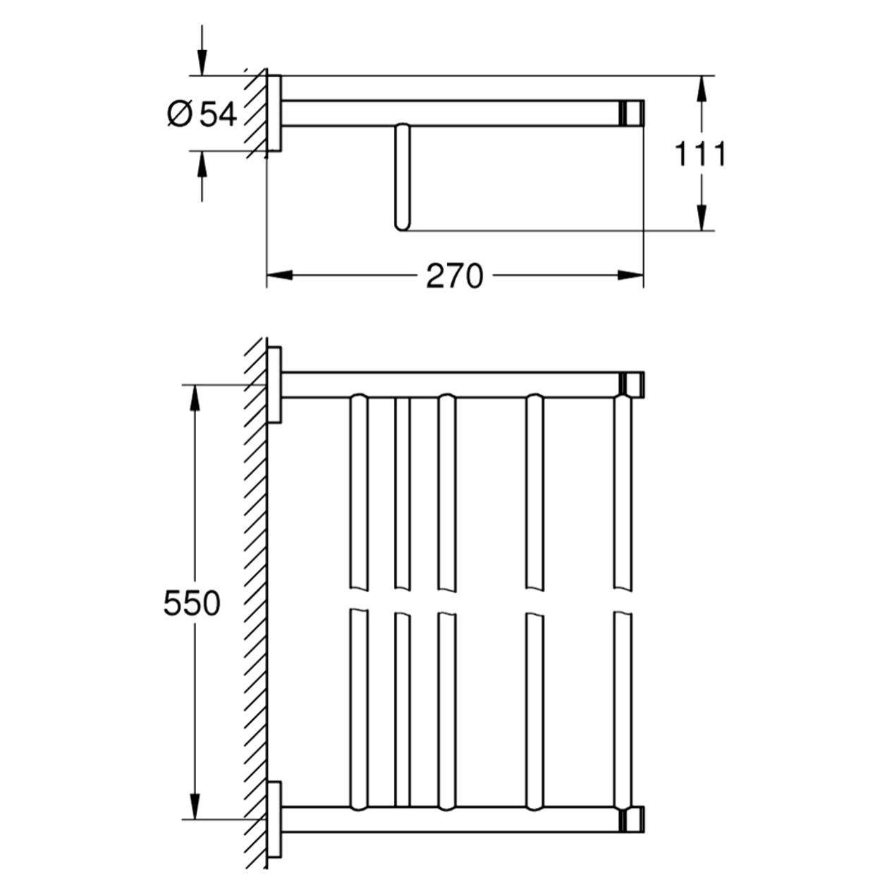 GROHE Porte serviette et tablette finition Hard Graphite brossé