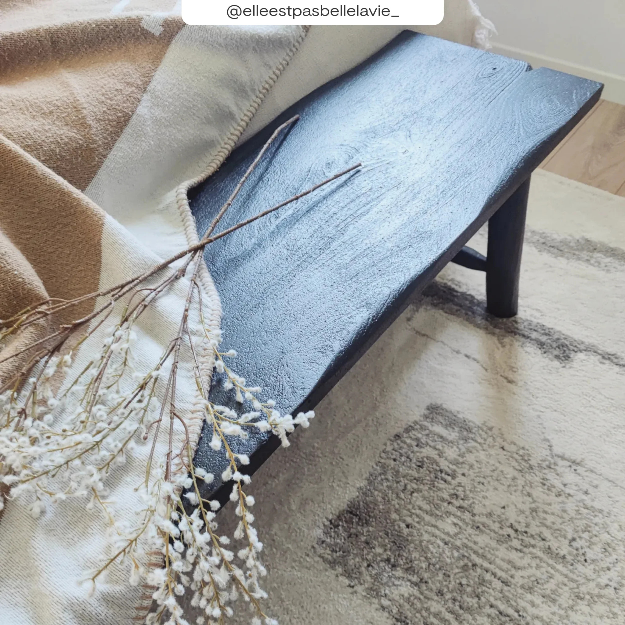 Banc noir en bois de manguier 145 cm - Toxis