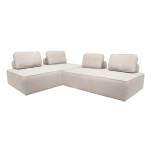Set de 2 chauffeuses pour canapé modulable tissu bouclette beige 2 places Bao. L 180 x P 90 x H 74cm
