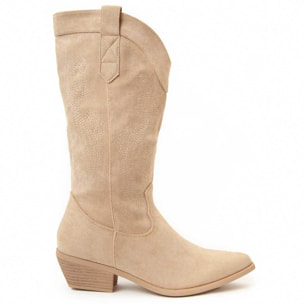 Bota de tacón - Beige - Altura: 6 cm