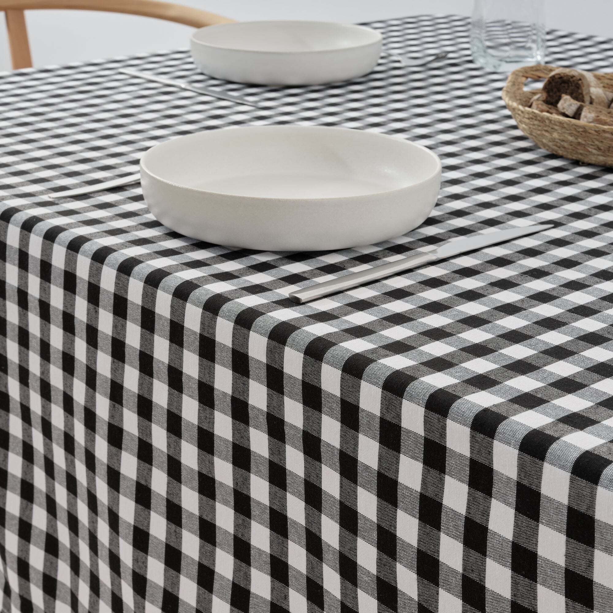 Nappe en tissu 100% coton Vichy Noir