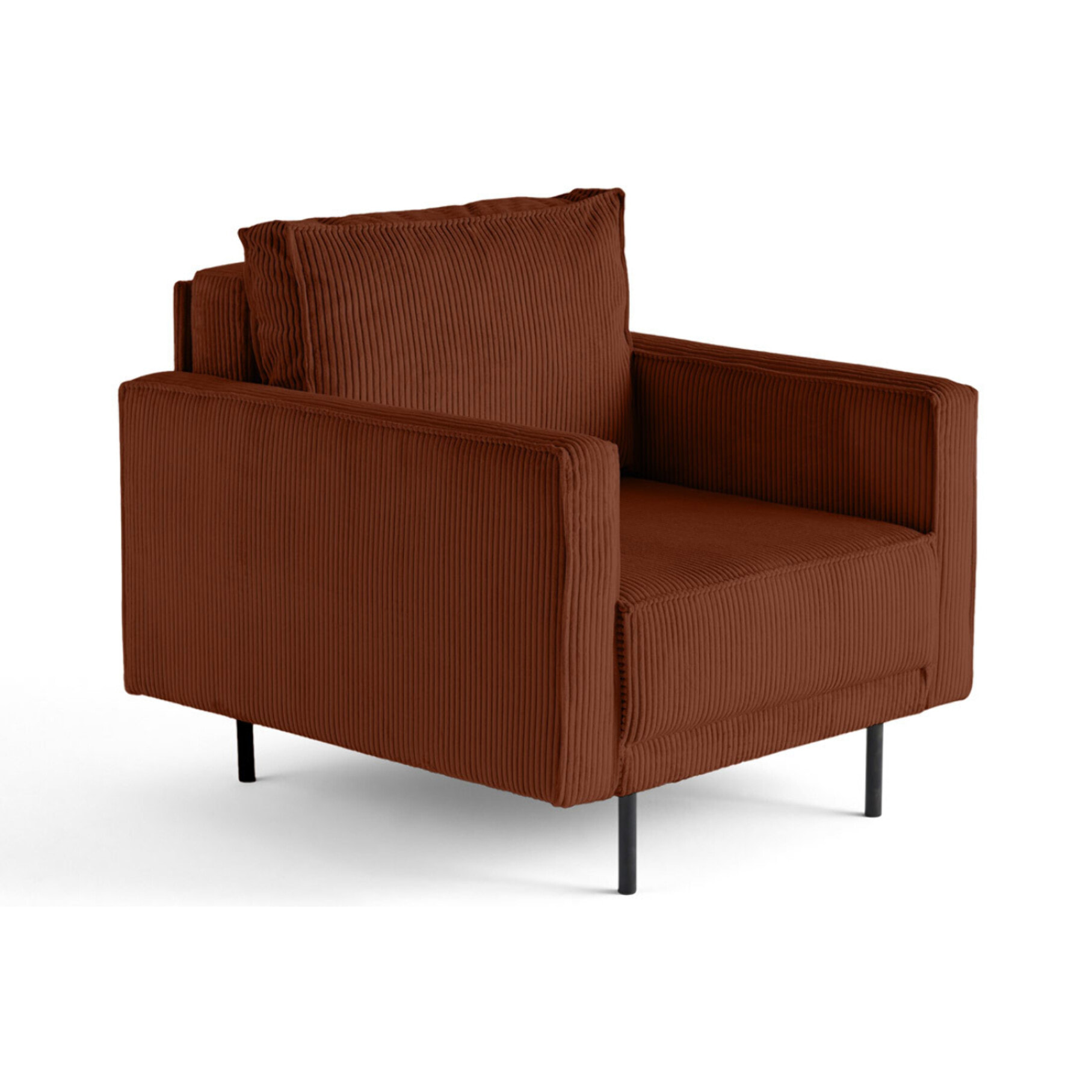 Charlie - fauteuil - pieds hauts - en velours côtelé - Terracotta