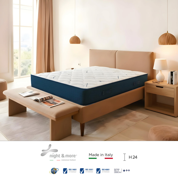 "Audrey" H24 cm 160x190 2 guanciali Memoey OMAGGIO in schiuma poliuretano ad alta densità e 5,5cm memory foam