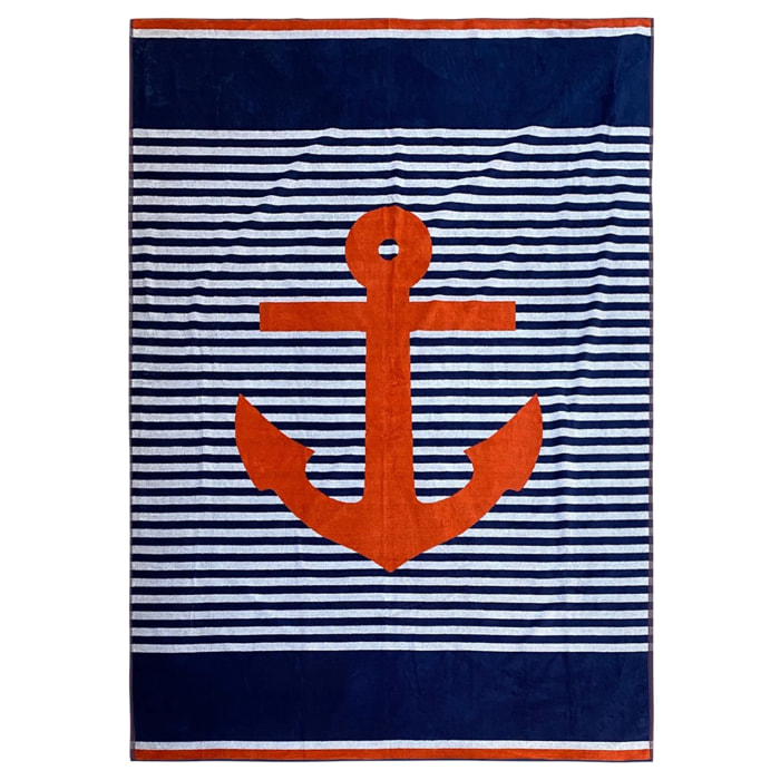 Serviette de plage éponge velours Jacquard - Cliffe - 140x180cm - 400g/m²