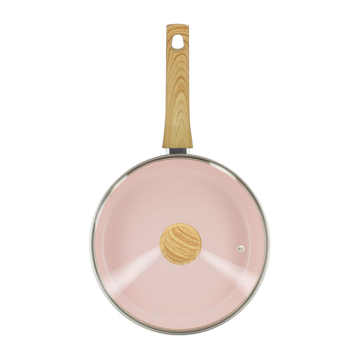 Sauteuse en revêtement céramique 24cm rose - tous feux COLORAMA