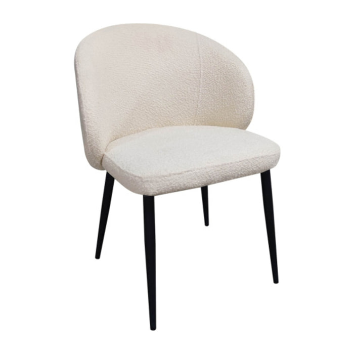 Chaise en tissu bouclette avec pieds en métal noir - SIROCCO
