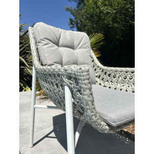 ELBA - Ensemble repas de jardin 6 places - Blanc