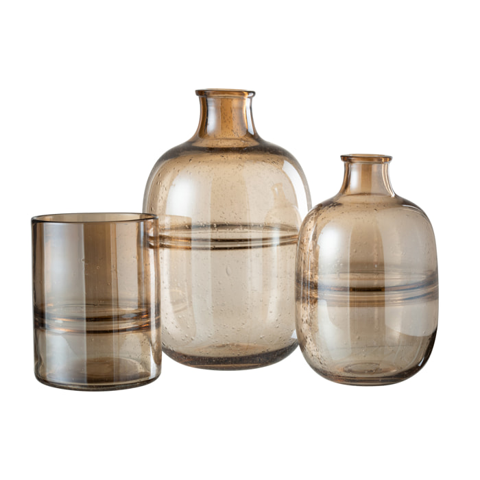 J-Line vase Rond Nervures - verre - ambre - large - 35 cm de hauteur