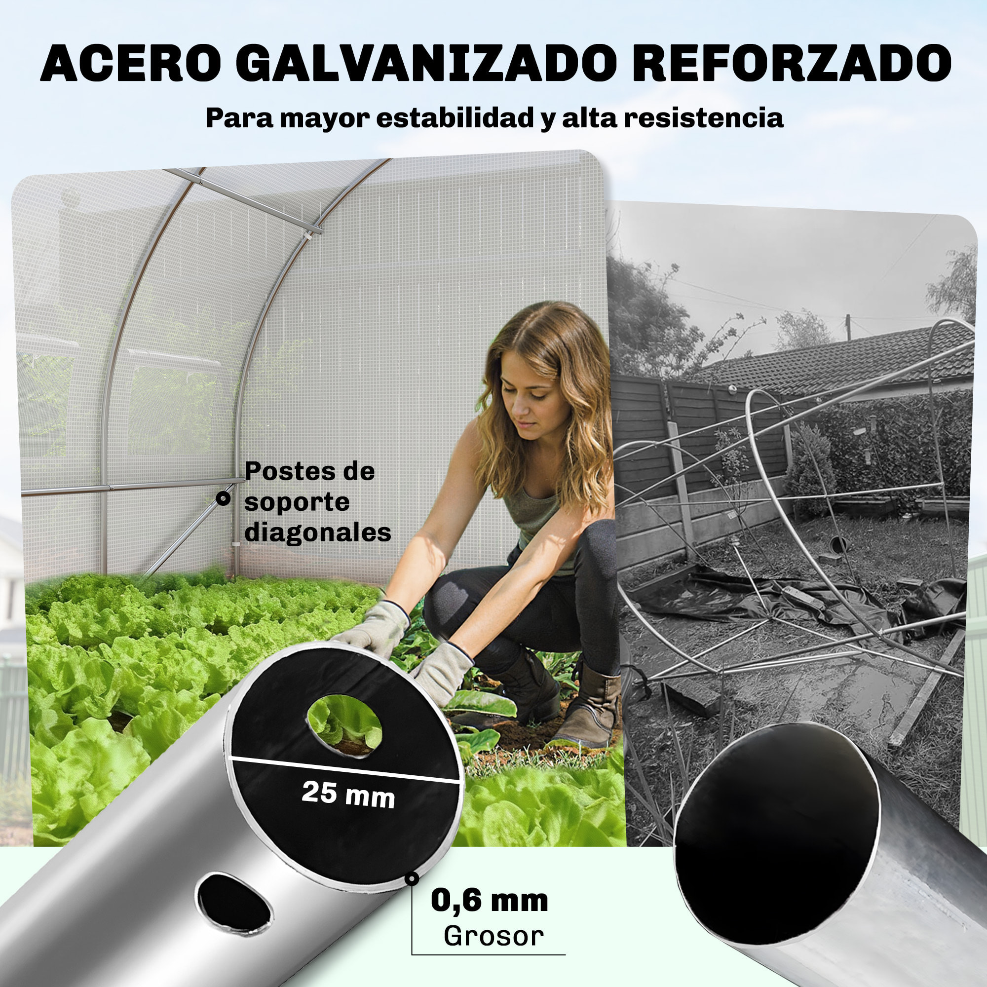 Invernadero de Exterior 6x3x2 m, Invernadero de Túnel con Puerta con Bisagras, Ventanas de Malla, Cubierta PE 140g/m² y Marco de Acero Galvanizado, Anti-UV, Impermeable, para Cultivos, Blanco