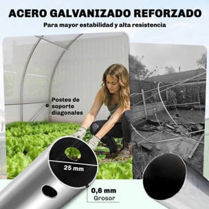 Invernadero de Exterior 6x3x2 m, Invernadero de Túnel con Puerta con Bisagras, Ventanas de Malla, Cubierta PE 140g/m² y Marco de Acero Galvanizado, Anti-UV, Impermeable, para Cultivos, Blanco