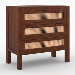 Commode en bois de manguier et cannage - Tiki