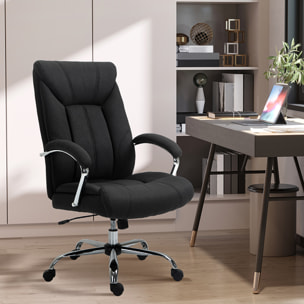 Fauteuil de bureau manager - chaise de bureau grand confort réglable pivotante - acier chromé tissu noir