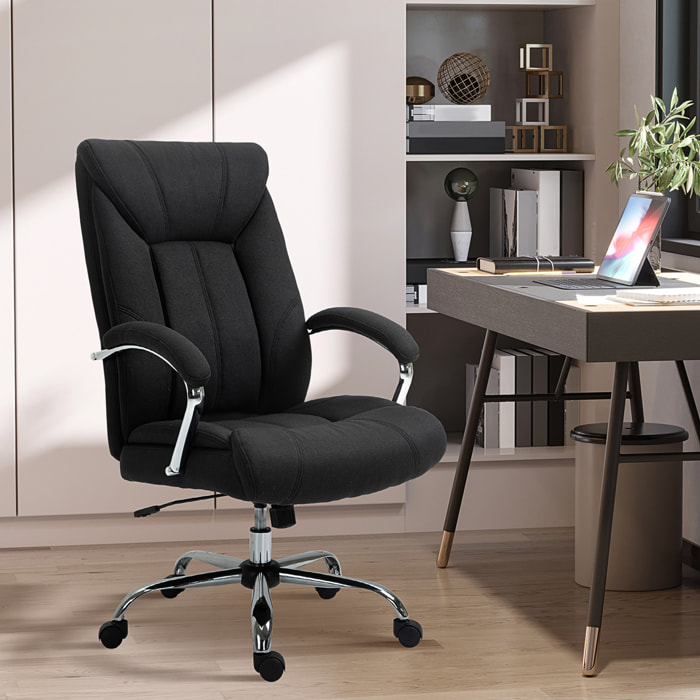 Fauteuil de bureau manager - chaise de bureau grand confort réglable pivotante - acier chromé tissu noir