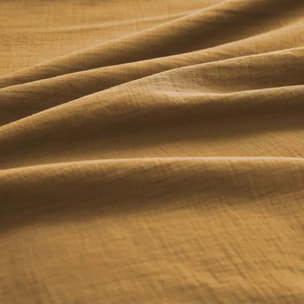 Drap housse b30 gaze de coton lavé uni marron Malia houblon