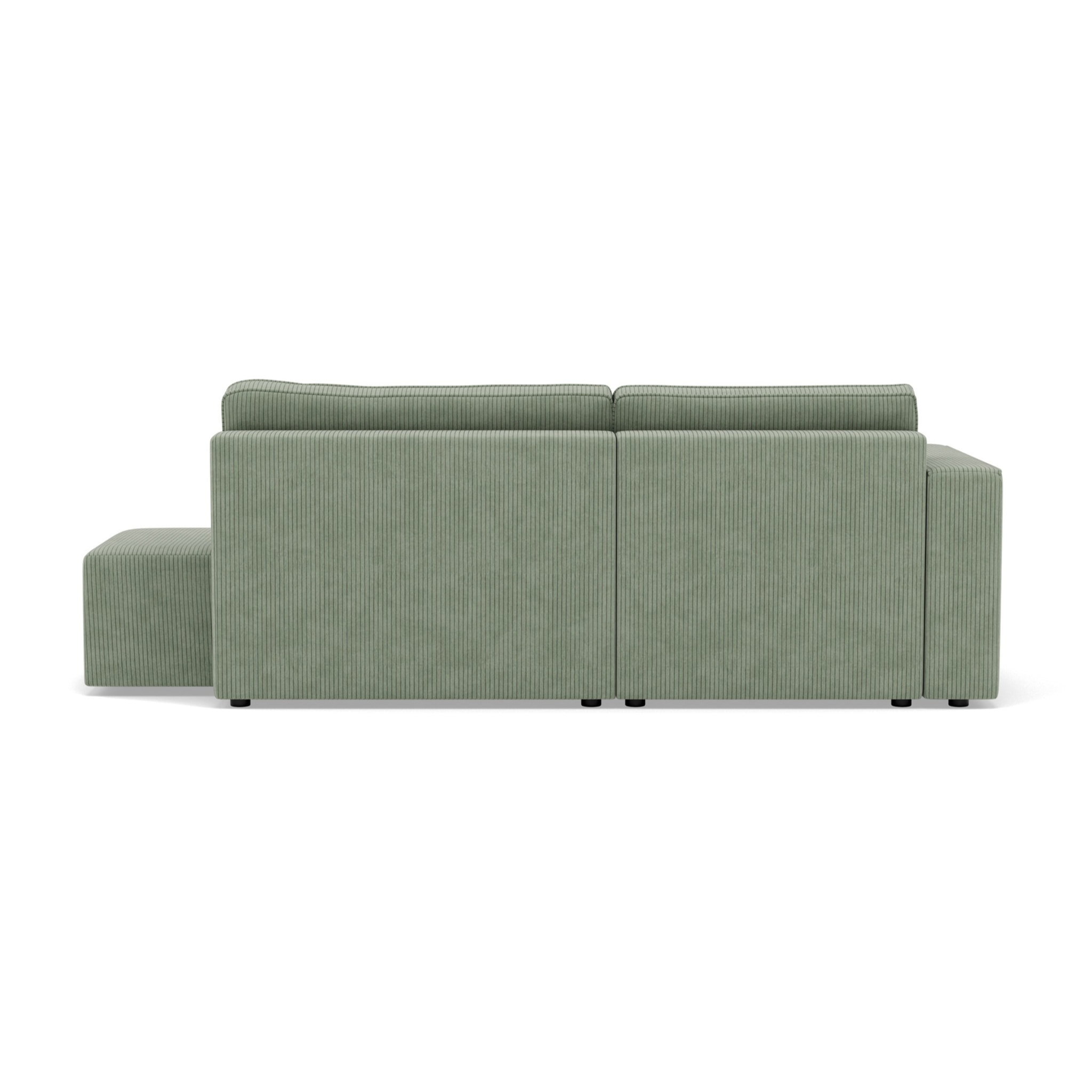 Topaze - canapé d'angle gauche 4 places convertible avec coffre sans accoudoir en velours côtelé - Vert sauge