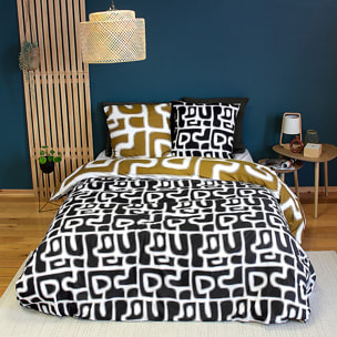Parure de couette 100% microfibre a motif - jaune