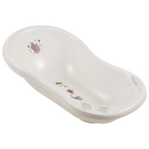 Bañera ergonómica con tapón hippo, de 0 a 12 meses, 84 cm, maria, blanco