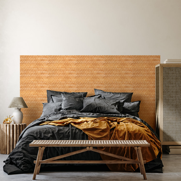 Rouleau revêtement adhésif vinyle au mètre - Sticker mural tête de lit - ROTIN TRESSÉ BOHÈME