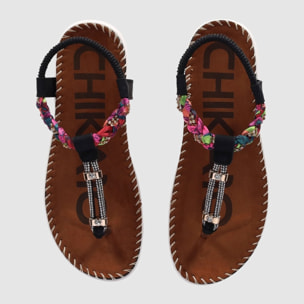 Sandalias de Piel Sintética - Negro - Tacón: Bajo
