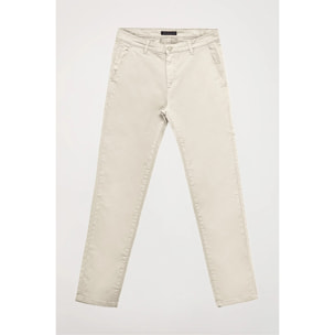 Pantalón chino beige de corte slim con logo Polo Club en bolsillo trasero